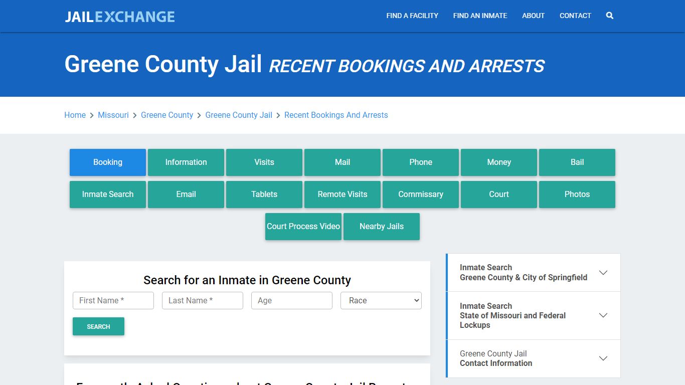 Greene County Jail MO Recent Arrests and Bookings - Jail Exchange